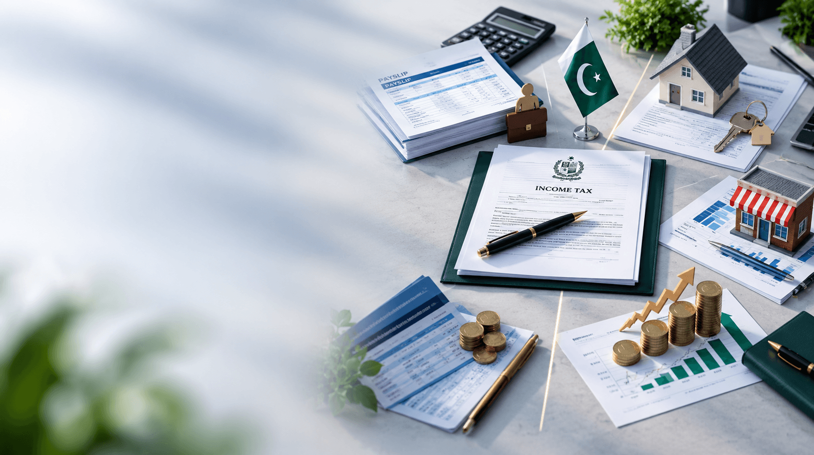 Categorized folders representing different types of income tax